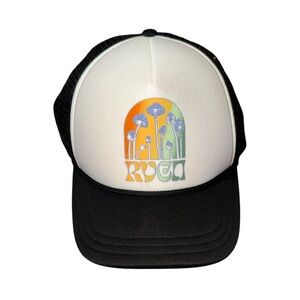 RVCA Black and White Mushrooms Trucker Hat